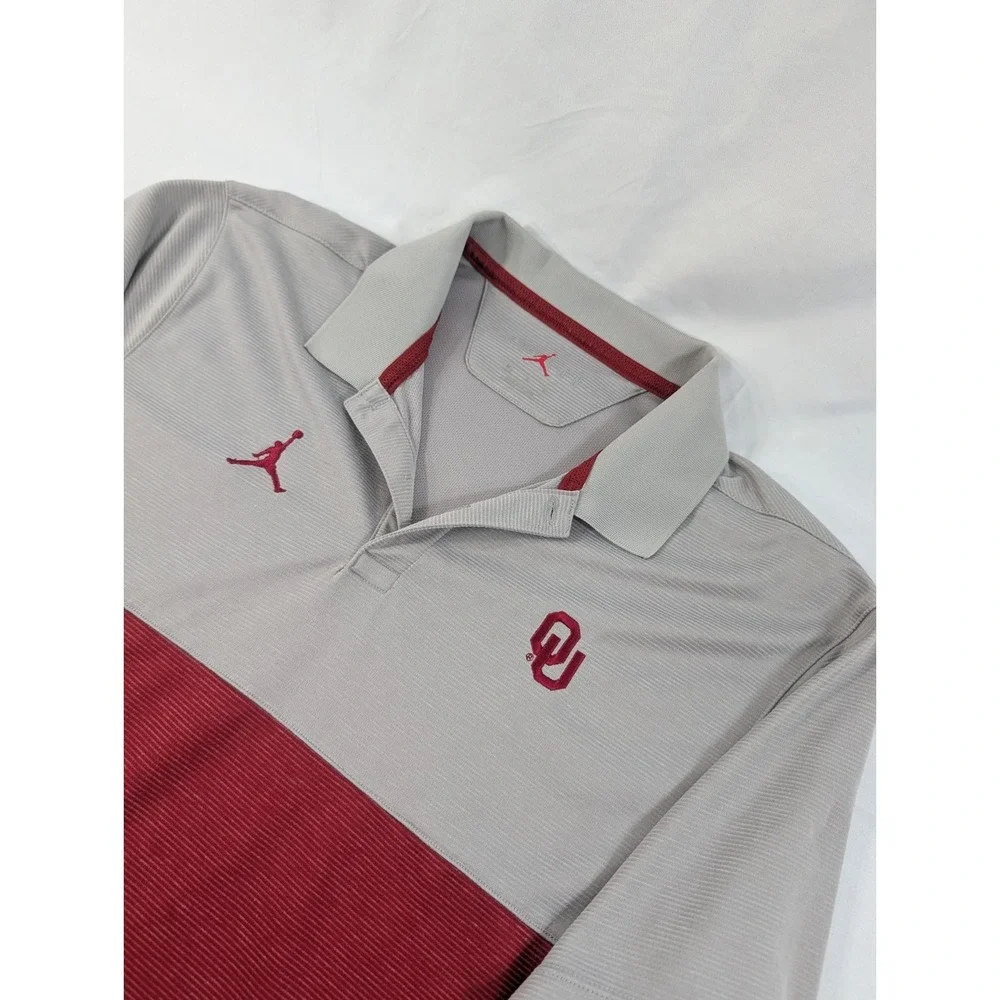 Nike Jordan Oklahoma Sooners Dri-Fit Polo Shirt Red Standard Fit  Men's Medium